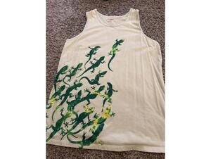 Cat & Jack Boys Cream Tank Top XXL Husky - Green Lizard Print Casual Fit